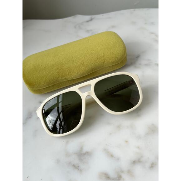 NEW Gucci GG1188S Ivory Gold Logo Aviator Sunglasses main image 9